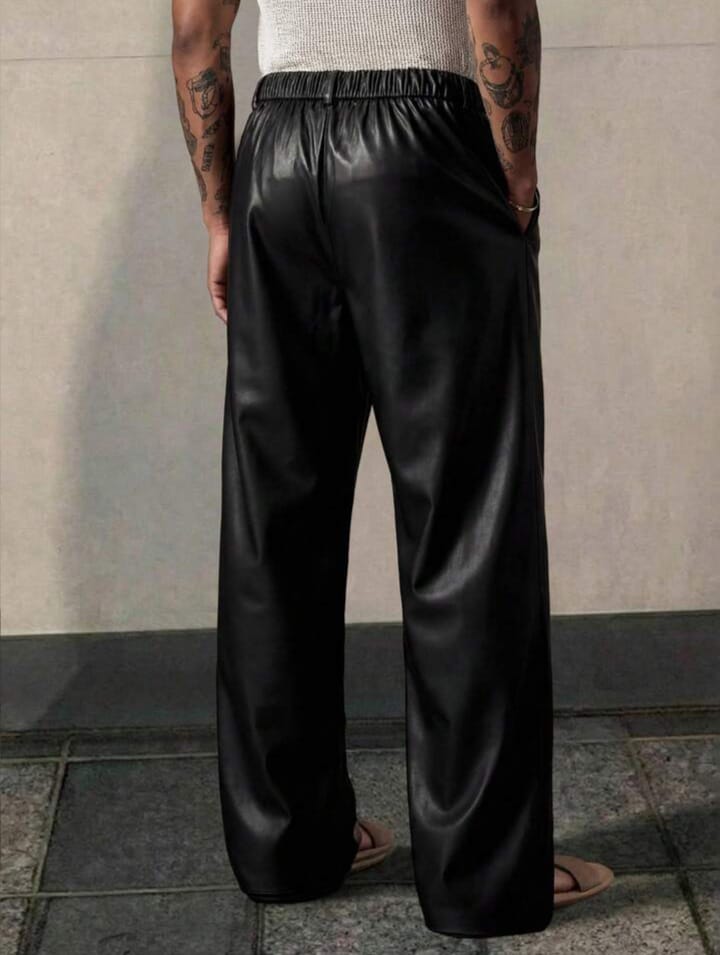 Men's Street Fashion Hip Hop PU Leather Pants Men Leather Pants Men Black Pants